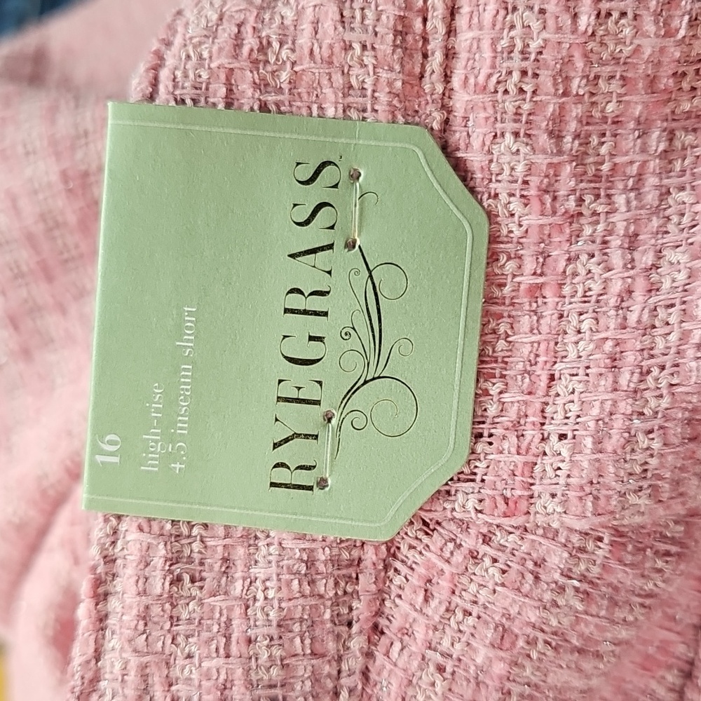 NWT Ryegrass Shorts Textured Zephyr Pink Tweed High Rise 4.5 Inseam 16 - Picture 5 of 6